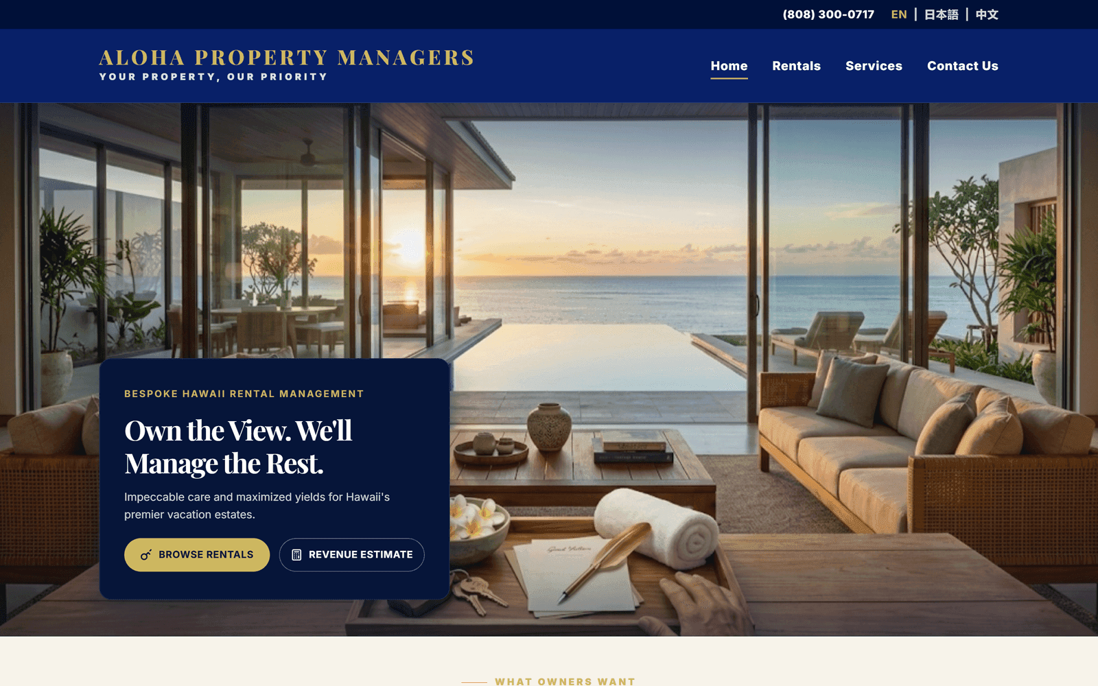 The Aloha Property Managers owner-conversion site for Hawaii rental owners.